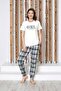 Women's Buttonless Crew Neck Short Sleeve Pajama Set with Pockets
