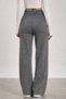 Women's Gray High Waist Stretchy Knitwear Wide Leg Palazzo Trousers - 5