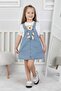 Bear Embroidered Girls' Denim Gilet Dress - 2