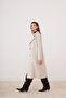 Women's Cashmere Double-Breasted Collared Buttoned Lined Coat – Casual & Stylish – Cream - Sevde Ugur - 4