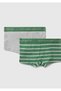 Boy's Ecru-Green Waistband Logo 2-Piece Boxer Set - 2
