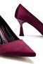 Women's Burgundy Satin Pointed Toe Thin Heeled Stiletto - 4