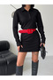 Women's polo neck elastic waist dress - 4