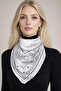 Women's Scarf Satin Ethnic Pattern Silky Black and White - Bandana - 4