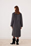 Women's Cashmere Double-Breasted Collared Buttoned Lined Coat – Casual & Stylish – Anthracite - Sevde Ugur - 6