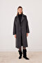 Women's Cashmere Double-Breasted Collared Buttoned Lined Coat – Casual & Stylish – Anthracite - Sevde Ugur