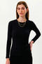 100% Organic Cotton Black Crew Neck Long Sleeve Women's T-Shirt