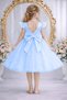 Girl's Baby Blue Ruffle Sleeve Satin Dress with Pearls Graduation Birthday Evening Dress - 2