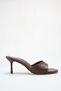Women's Thin Heeled Slippers Brown Skin Round Toe - Casual Office and Nighttime Elegance - 4