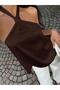 Women's Brown Satin Halter Neck Blouse - 3