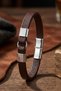 Men's Leather Bracelet with Steel Ring Detail, Brown Bukez Leather Bracelet