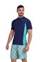Mens Mens Rashguard Short Sleeve - Navy Spring Palms - 3
