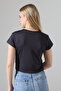 Soft Touch Crew Neck Short Sleeve Crop Cut Basic Plain Women's T-Shirt 21974 Smoked - 4