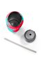 Neon Coral Turquoise Patterned Steel Thermos with Straw and Direct Drinking Feature 800 ml 38545 - 8