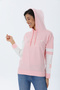 Powder Pink Hooded Cat Printed Women's Sweatshirt - 7