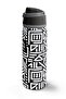 Black and White Geometric Patterned Thermos with Straw and Direct Drinking Steel Cup 800 ml 38542 - 5