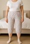 Women's Purple Floral Patterned Elastic Waist Pajama Bottoms Capri Home Comfortable