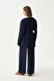 Navy Blue-Belden Tie-Dye Knitwear Pants Suit - 3
