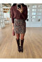 Burgundy-Black Patterned Mini Skirt - 251151 - 5