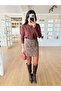 Burgundy-Black Patterned Mini Skirt - 251151 - 4