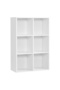 VASAGLE 6 Cube Bookcase with Open Shelf, Wooden Storage Display Rack for Living Room Office - White