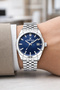 Steel Cord&Case Calendar Men's Wristwatch Wrist Bracelet Gift Silver-Blue Zmdk1202 - 3