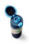 Navy Blue Dark Gray Beige Patterned Steel Thermos with Straw and Direct Drinking Feature 800 ml 38553 - 7