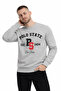 Men's 3 Thread Non-Brushed Cotton Regular Fit Printed Crew Neck Gray Sweatshirt - 3