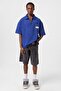 Oversize Polo Collar Zippered T-Shirt Cobalt Blue - 2