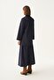 Navy Blue-Gold Buttoned Suede Tunic - 4