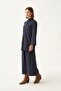 Navy Blue-Gold Buttoned Suede Tunic - 3