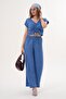 Women's Drawstring Detailed Blouse and Pants Set - 260011 - 3