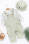 Safari Hat and Striped Sweatshirt 3-Piece Baby Boy Salopet Set - 2