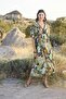 Arias Closet 100% Viscose Floral and Leaf Patterned Short Sleeve Dress - 2