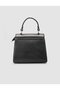 Genuine Leather Black Women's Bag with Lock Detail and Strap - 6