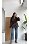 Women's Brown Belted Short Trench Coat with Pockets - 2