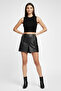 Black Women's Genuine Leather Shorts
