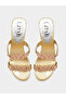 Women Golden Embellished Sandals - 5