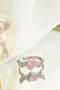 Zircon Stone Angel Wing Pink Heart Valentine's Day Adjustable Ring - 2