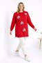 Women's Red Slit Tunic with Floral Accessories - 3