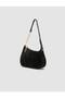 Genuine Suede Black Women's Shoulder Bag with Chain Detail - 2