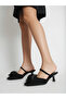 Black Satin Shoes with Floral Detail - 7