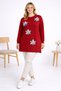 Women's Red Slit Tunic with Floral Accessories - 2