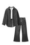 Girl's Anthracite Denim Shirt and Spanish-Cut Trousers Set - 3