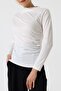 Star Dust Sandy Half Turtleneck Side Gathered Long Sleeve Women's Blouse