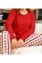 Red Bowknot Printed Battal Size Women's Pajama Set Flexible Fabric Cotton 3XL -5Xl Large Size - 3