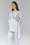 Pregnant and Postpartum 3-Piece Pajama and Dressing Gown Set - Cotton Set with Breastfeeding Feature - Light Blue