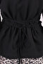 Women's Black Boat Neck Blouse with Gathered Sides and String Detail at the Back Arm-26K001085 - 4