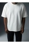 Unisex Oversize Wide Cut 100% Cotton Soft Textured Basic Crew Neck Black T-Shirt K8023Ut - 3