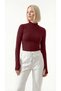 Women's 2-Piece Burgundy & White Finger-Detailed Semi-Turtleneck Blouse Opportunity Package - 2